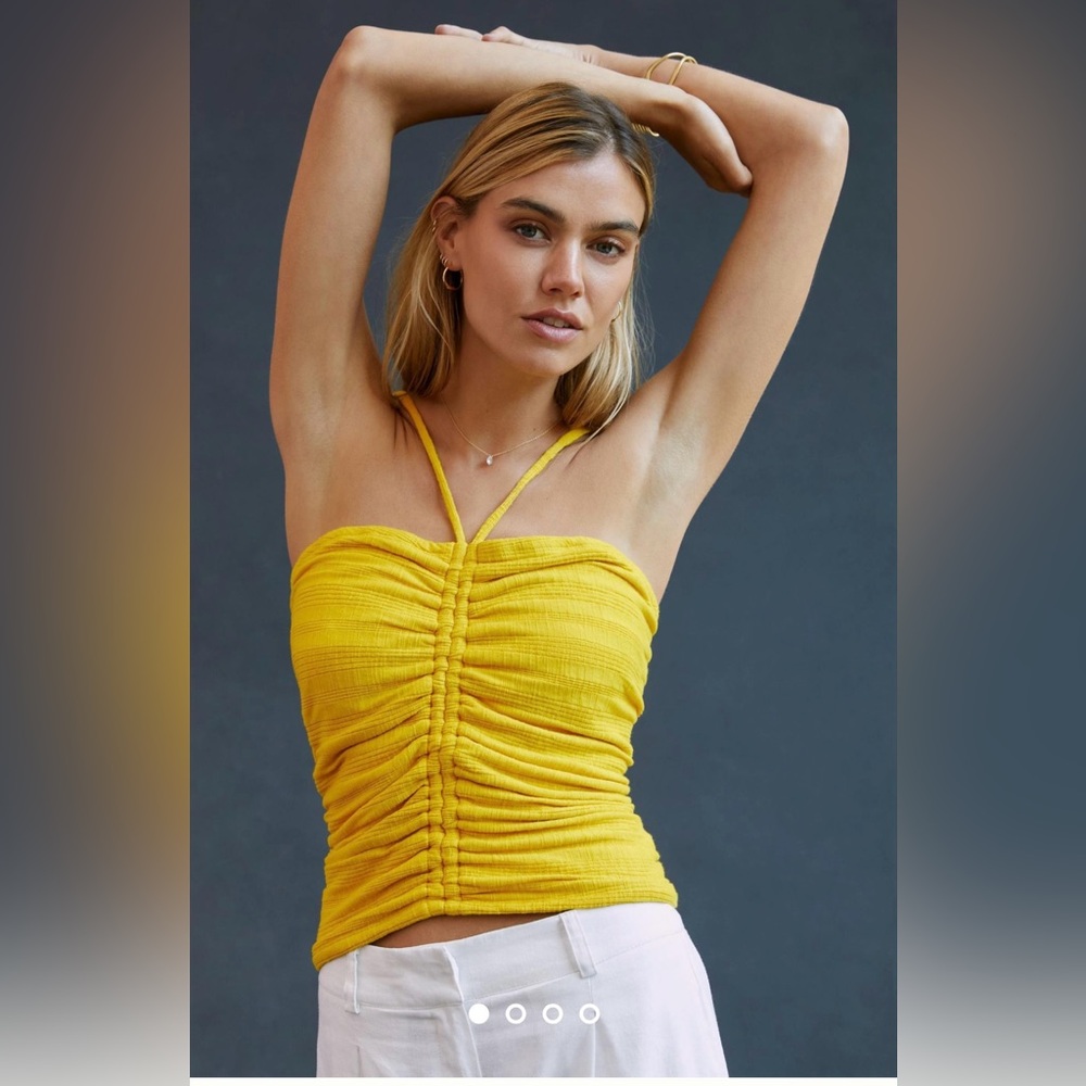 Pilcro Ruched Ribbed Halter